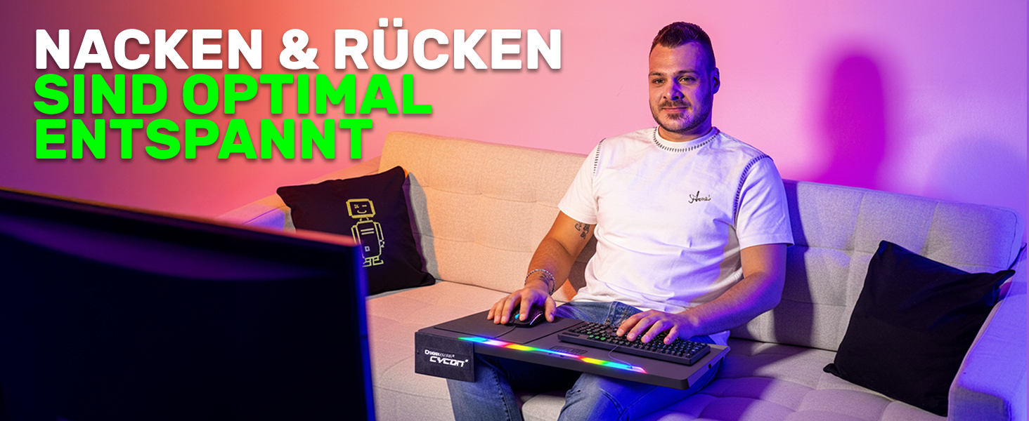 Couchmaster CYCON³: Ергономічний стіл для ноутбука для дивану, софи та ліжка з USB хабом (Чорний)