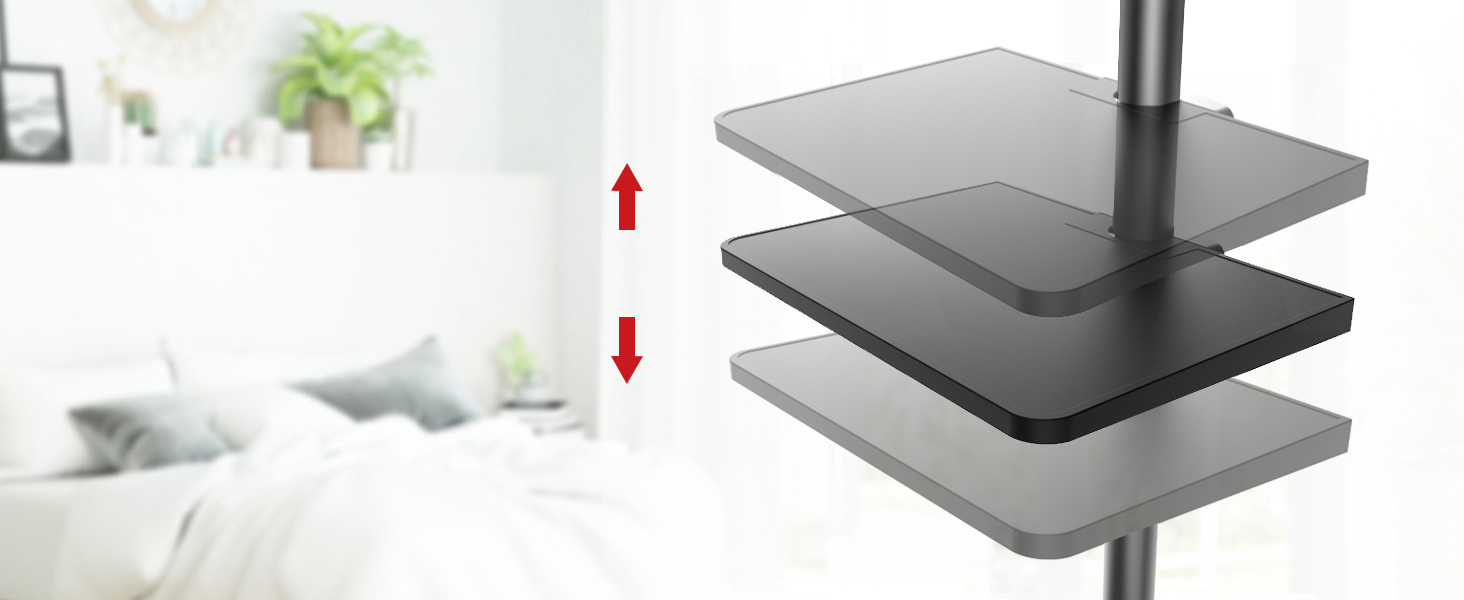 Підставка для телевізора на колесах для 32-65 дюймів, чорна, до 40 кг, VESA 400x400 мм