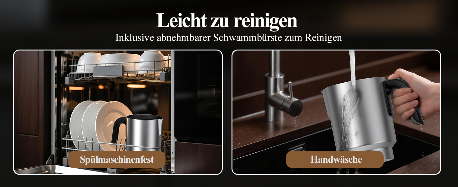Електричний спінювач молока 5 в 1 - автоматичний спінювач молока з великим об'ємом, для гарячого та холодного молока, для капучино, лате, гарячого шоколаду, 500 мл, миється в посудомийній машині