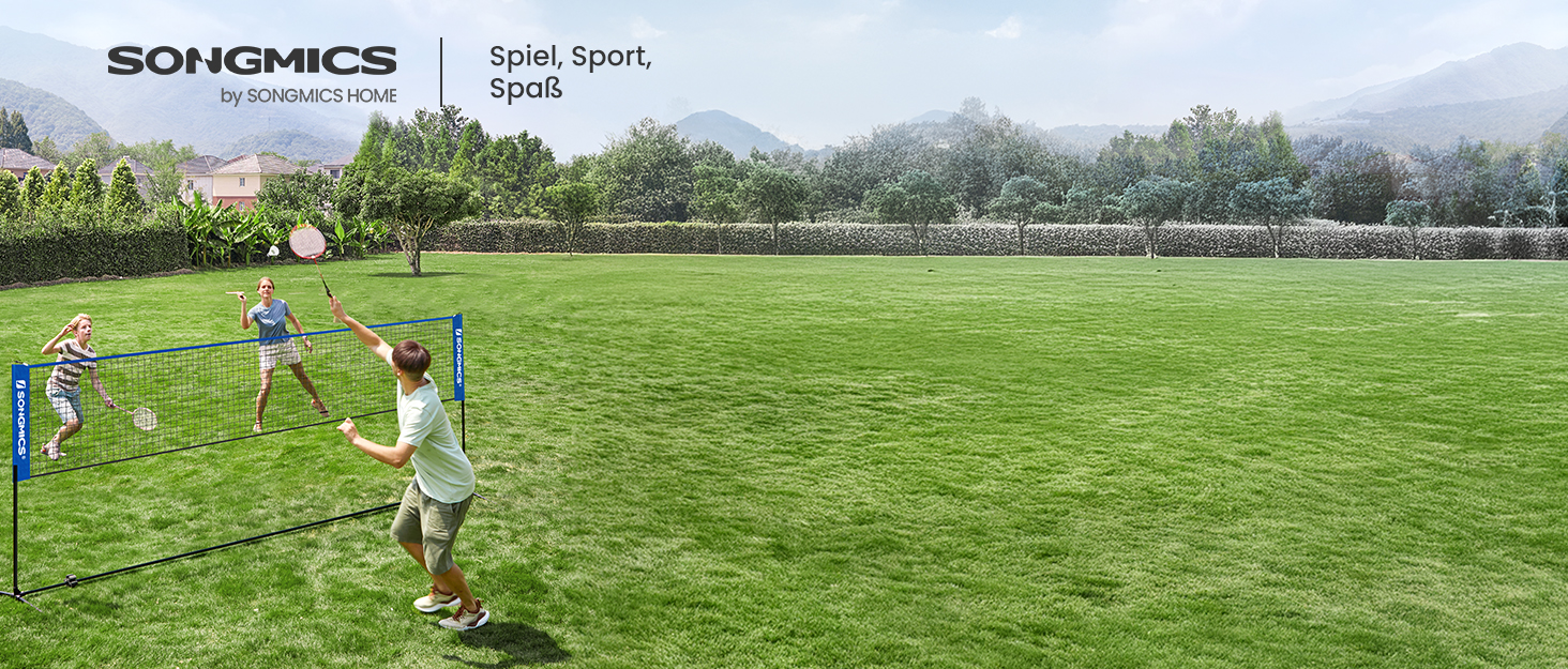 Батут SONGMICS садовий Ø305 см з захисною сіткою та драбиною, чорно-синій