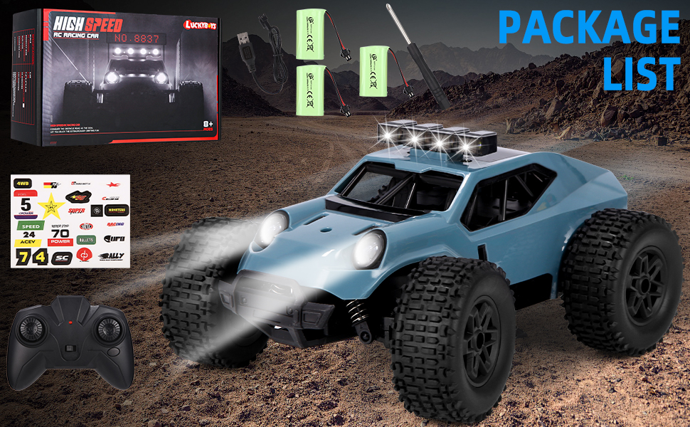Радіокерований позашляховик Monstertruck 1:20 2.4GHz з фарами, 3 акумулятори (70 хв роботи) - іграшка для дітей та дорослих