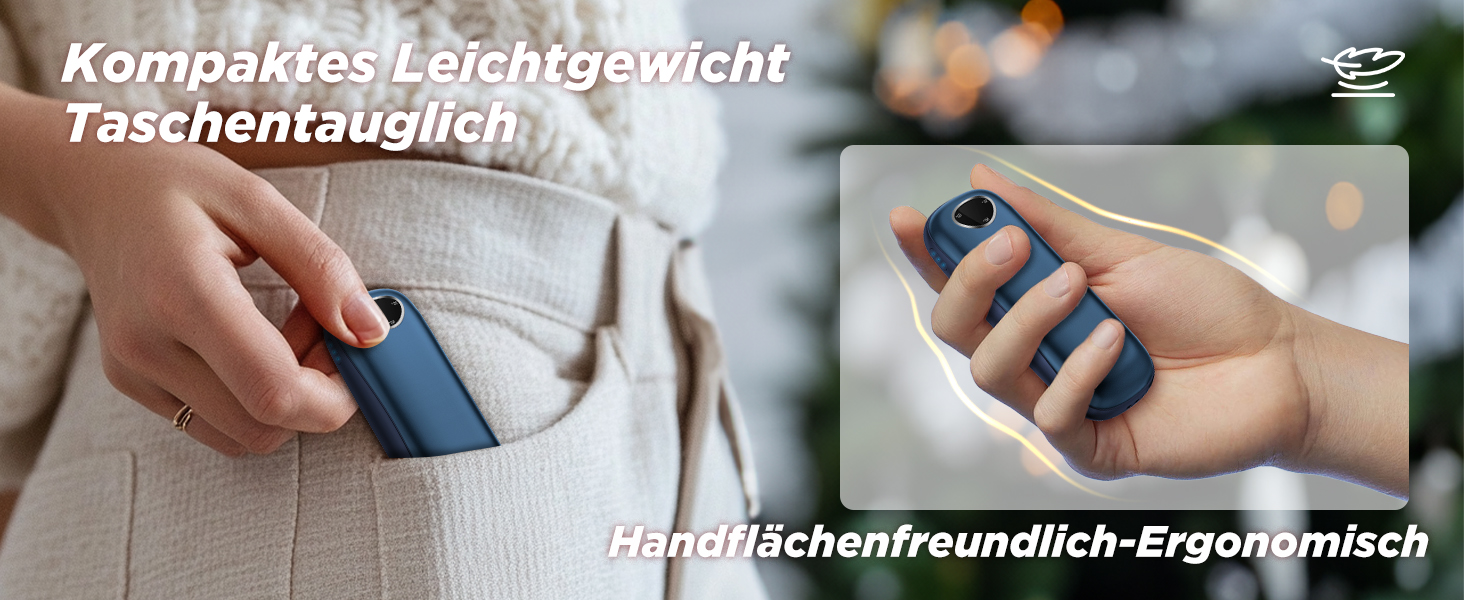 Електричні грілки для рук 10000mAh, 2 шт. [Коробка подарунків на Різдво] Повторно використовувані грілки для рук USB, зимовий подарунок, для хворих на синдром Рейно, для активного відпочинку, ігор, Powerbank, блакитні