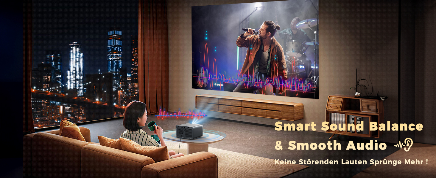 Проєктор Beamer-4K Smart Home Cinema: WiFi6, Bluetooth, Dolby Audio, Netflix, 1080P HD, Автофокус, eARC/CEC, Чорний