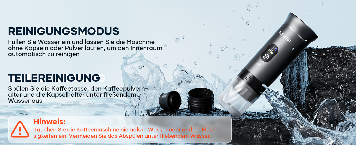 Портативна кавомашина Espresso Kejector з акумулятором: для дому, в подорожах, в авто. 3-в-1: кава, еспресо, капсули. Digital display, металевий сірий.