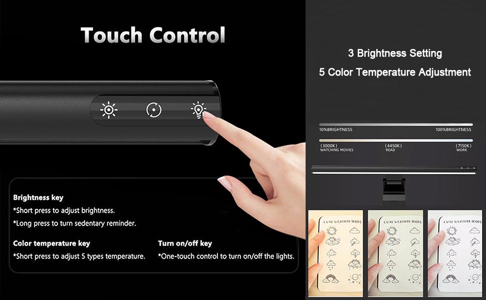 LED-лампа для монітора з сенсорним керуванням, USB-світлодіодна стрічка з захистом від синього світла, сучасна підсвітка монітора з адаптером живлення, світлодіодна лампа для комп'ютера, офісу та дому