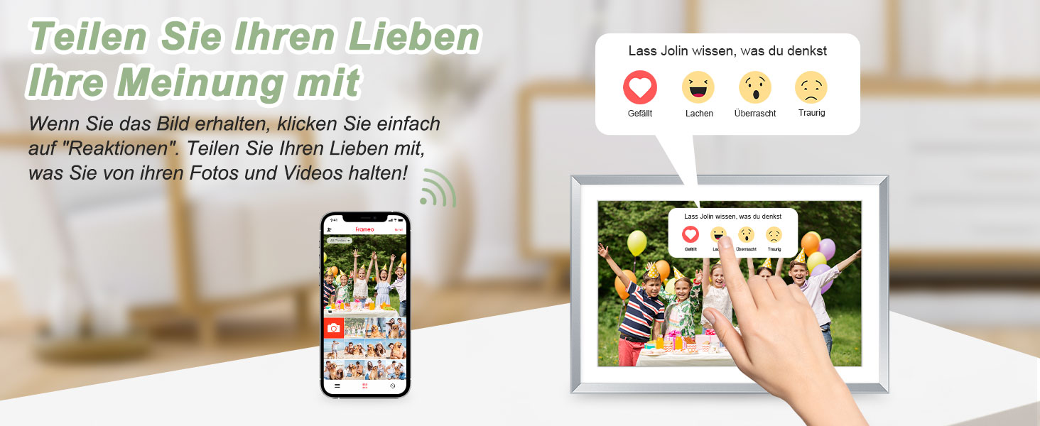 Цифровий рамка для фотографій з дерева, Wi-Fi, 32GB, 10.1 дюйма, IPS сенсорний екран, Frameo APP, подарунок, дуб (срібло)