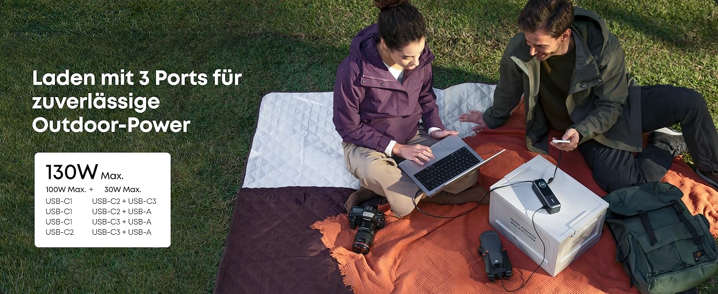 Powerbank Anker 25000mAh з 3 USB-C портами 100W, вбудований кабель, для iPhone, MacBook, Samsung та інших пристроїв (Срібний)