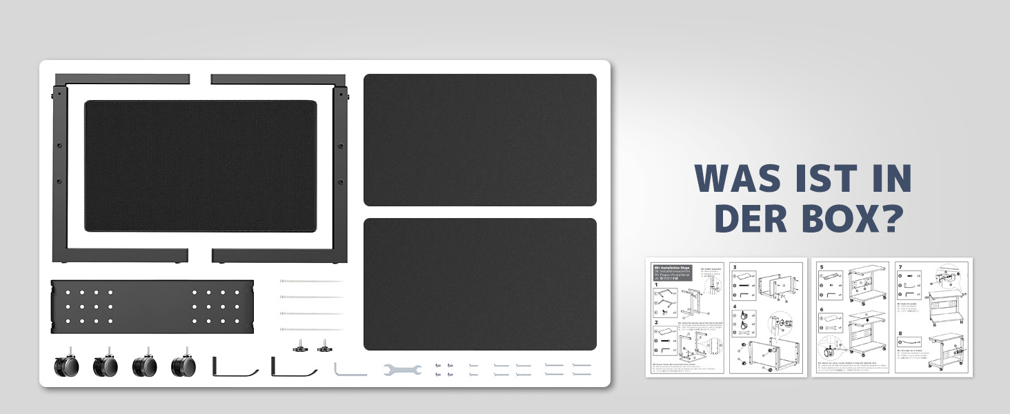 Підставка для ПК з регулюванням висоти PUTORSEN, 2 рівні, з роликами та підкладкою для миші, чорний Full-Tower (до 40 кг/рівень)