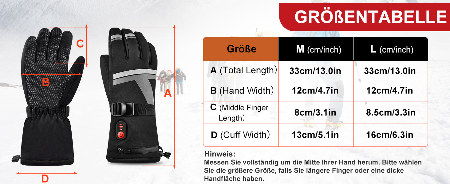 Гріючі рукавички Netraty для катання на лижах, велосипеді, мотоциклі. 7.4V, 6400mAh, 3 режими нагріву, зимові рукавички (M)