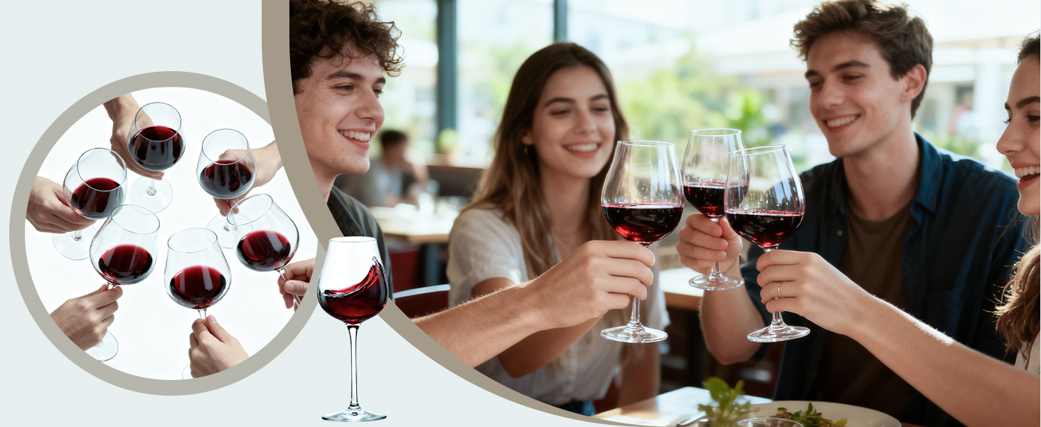 Набір келихів для вина PROST! 6 шт. 491 мл, без свинцю, для червоного та білого вина, 496 мл (набір 6 шт.)