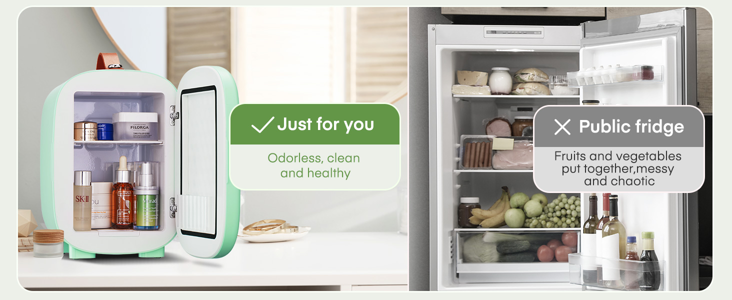 Міні холодильник FOHERE 5 літрів / 6 банок, USB живлення, 220V AC/12V DC, для напоїв та догляду за шкірою, білий (зелений)