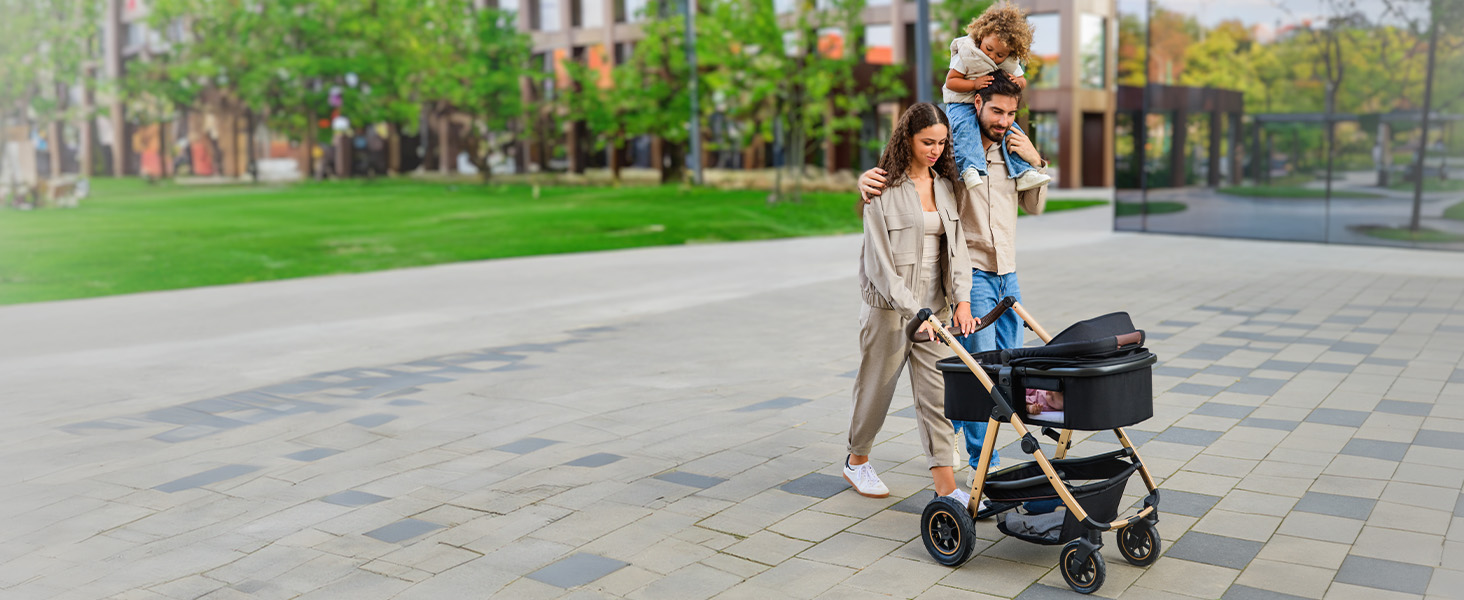 Коляска Lionelo Amber 3-в-1: люлька, автокрісло i-Size, прогулянкове сидіння, повітряні колеса, поворотне сидіння, XXL капюшон UPF 50+, сумка, москітна сітка, дощовик, чорно-срібна