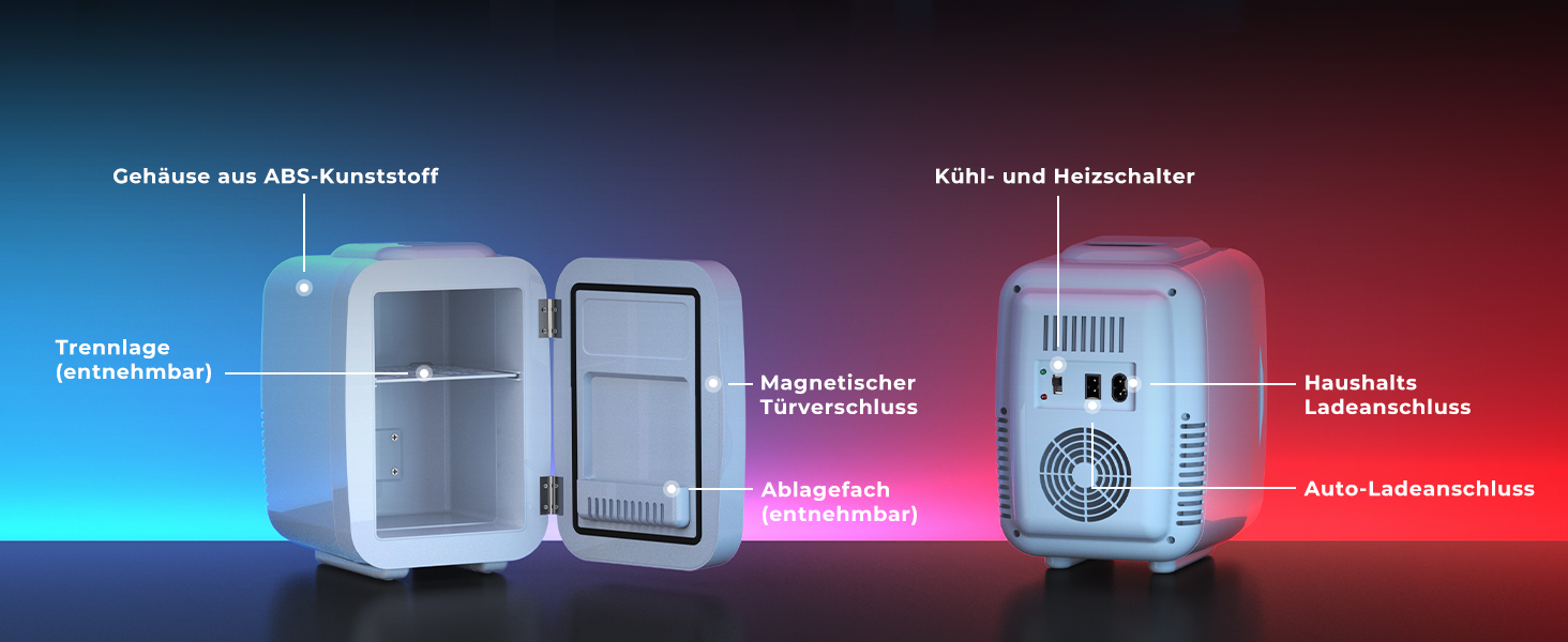 Міні-холодильник BEICHEN 4Л з RGB-підсвіткою, 2в1 (охолодження та підігрів) для напоїв, косметики та геймінгу, 220В/12В, білий