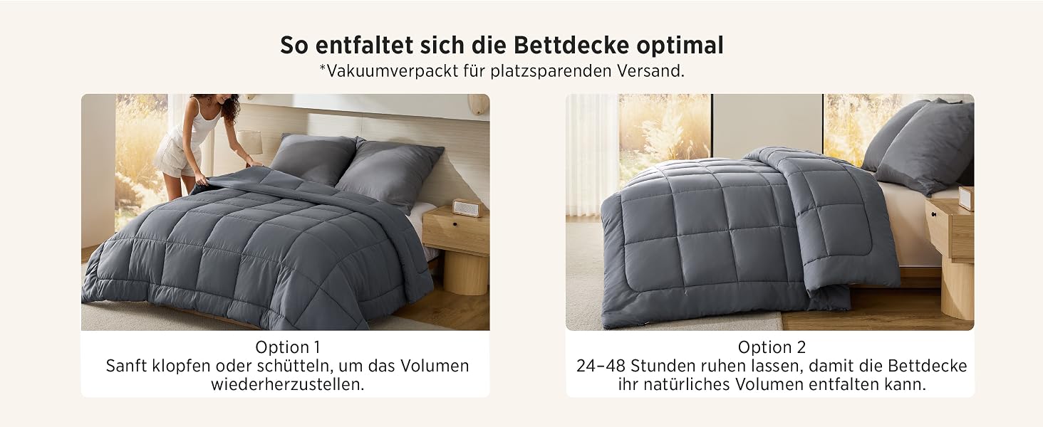 Всесезонна ковдра BEDSURE 240x220 см, стібана ковдра Oeko-TEX, сіра, середньої щільності