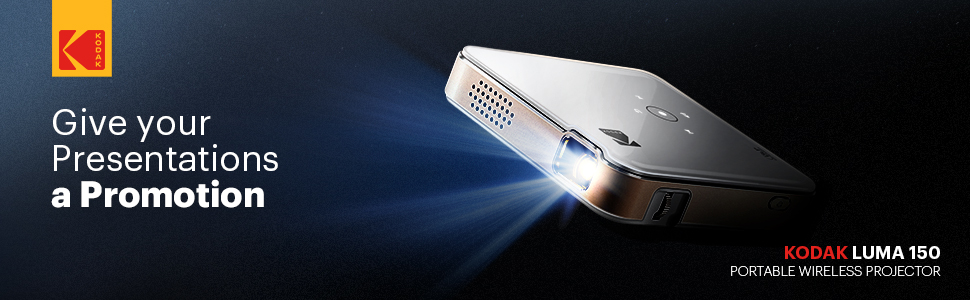 Портативний проєктор KODAK Luma 150: 1080p HD LED DLP з HDMI, USB, Micro SD та вбудованим динаміком. Сумісний з iOS та Android