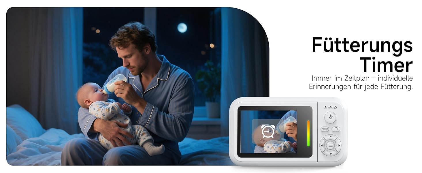 Відеоняня з камерою 1080P без Wi-Fi: монітор, тримач, кліпса для ліжечка, двосторонній звук, датчик температури, виявлення плачу, нічне бачення, 8 колискових, запис фото/відео, SD-карта в комплекті (біла)