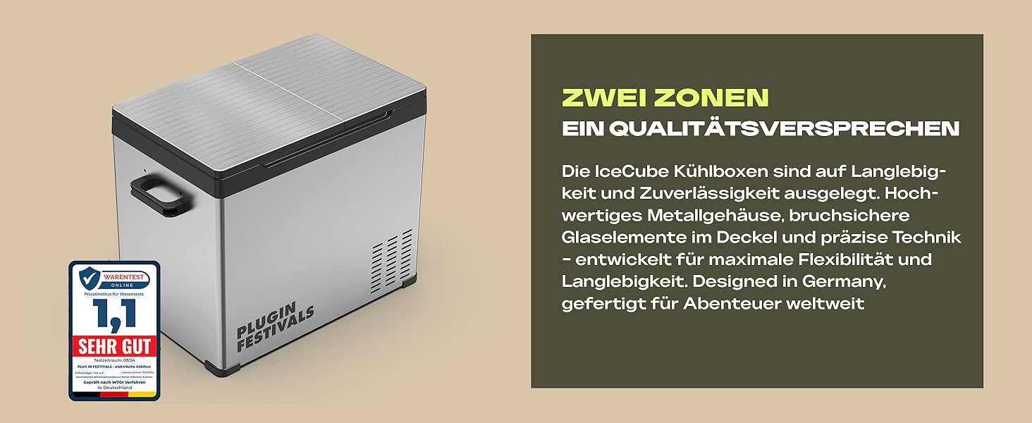 Електрична холодильна сумка Plug In Festivals DUAL Ice Cube 32L: компресор, -20°C, 12V/230V, App-керування, для авто та кемпінгу