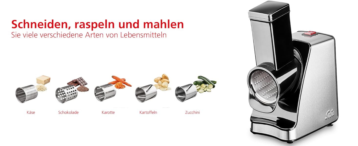 Електричний овочевий слайсер Solis Slice & More 8401 - 5 насадок, нержавіюча сталь, 350 Вт