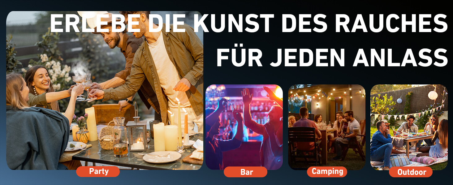 Електричний набір для копчення віскі з 6 дерев'яними чіпсами, перезаряджуваний, з вбудованим запальничкою, без бутану, ідея подарунка для чоловіків, батька, чоловіка або друга, з LED-підсвічуванням (блакитний)