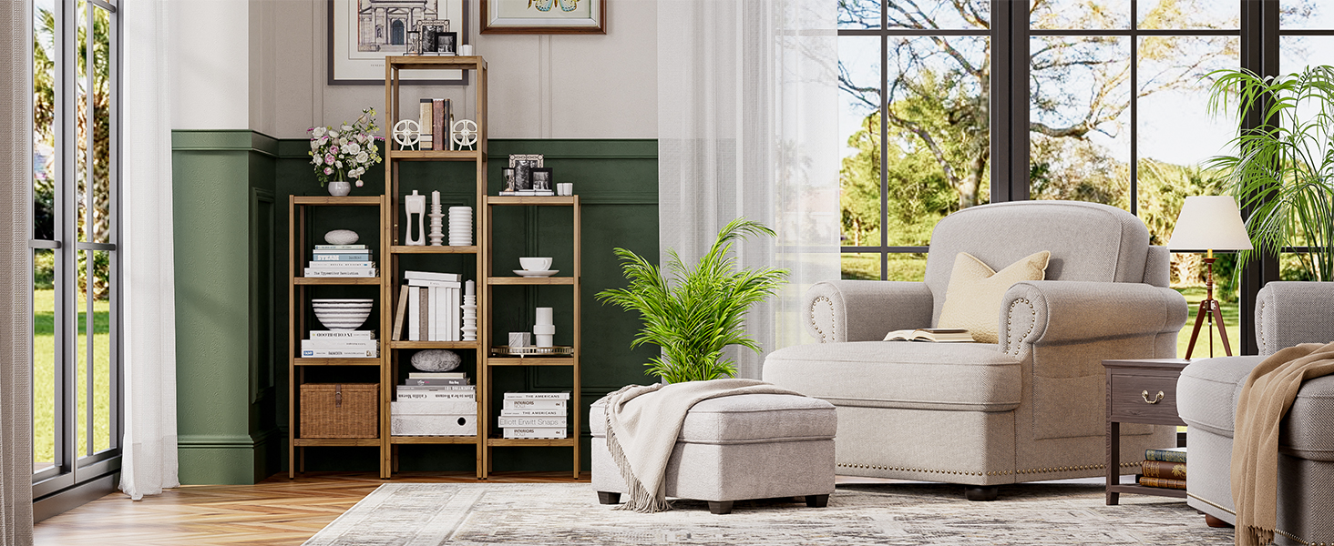 SMIBUY Поличка для ванної кімнати, 5 рівнів, бамбукова поличка, органайзер, багатофункціональна поличка для вітальні, спальні, кухні. 5 полиць (5 полиць, горіх)