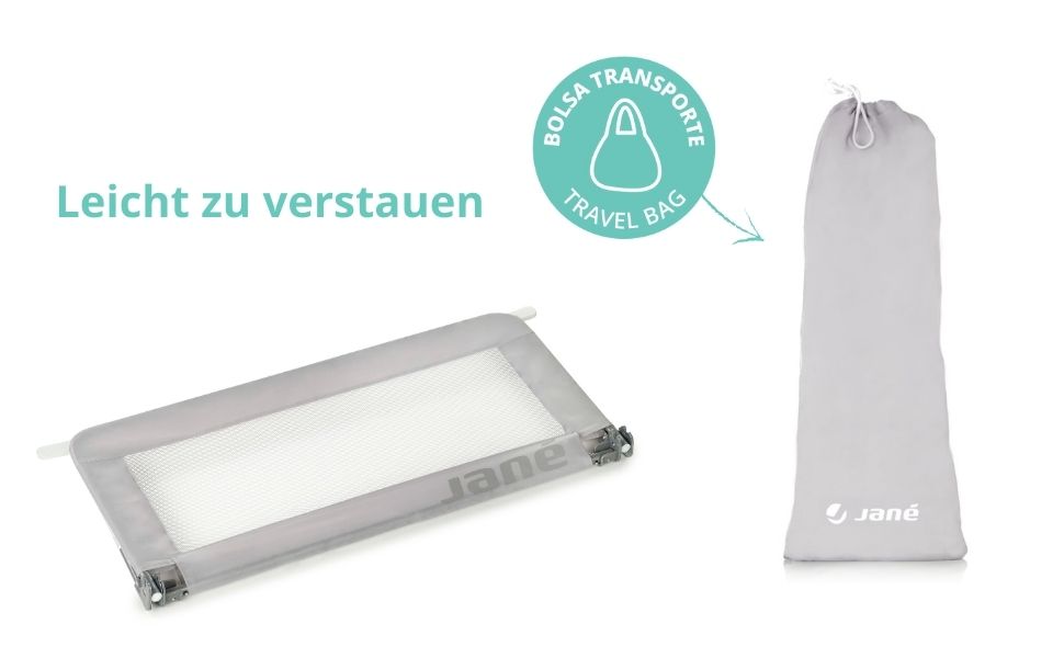 Дитяче ліжечко манеж Jané Klappbares 110 см, сіре - складне, високе, дихаюче, з сумкою для транспортування