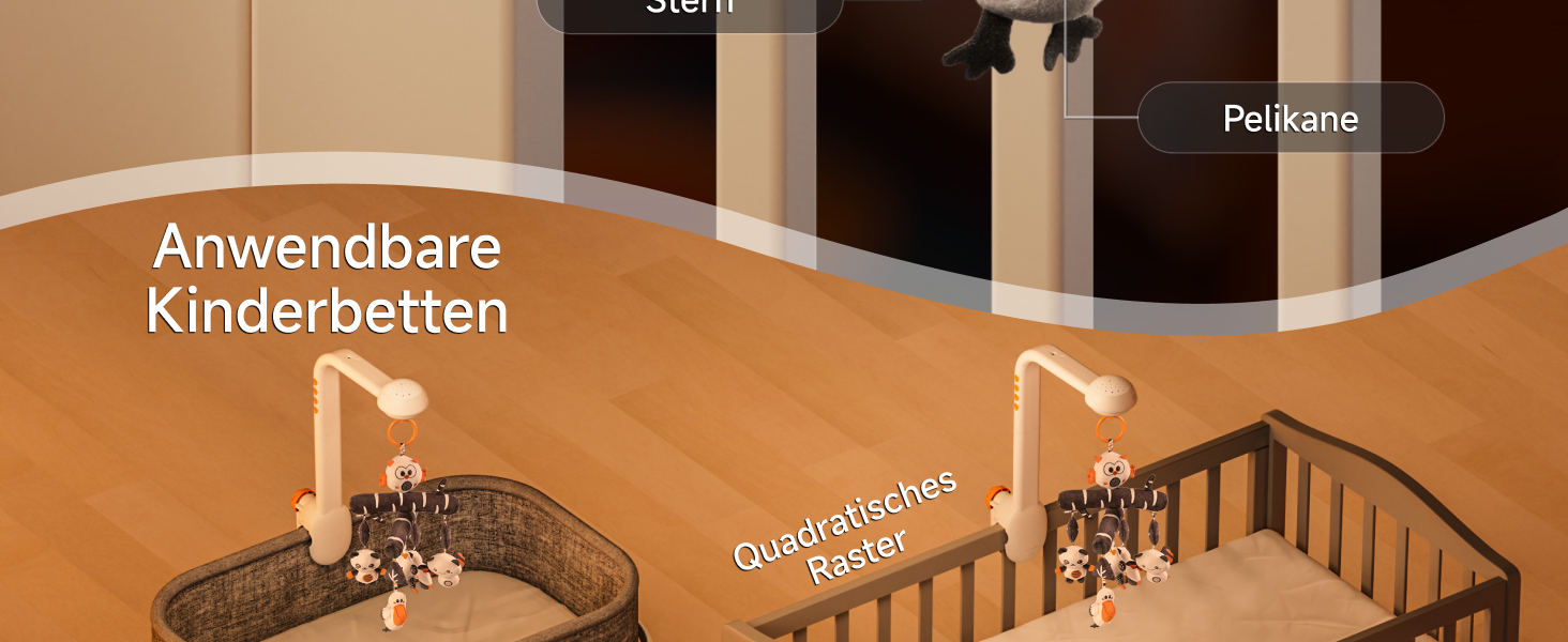 Мобіль для ліжечка TUMAMA 3 в 1 з проєкцією та музикою, іграшки для малюків від 0 до 12 місяців