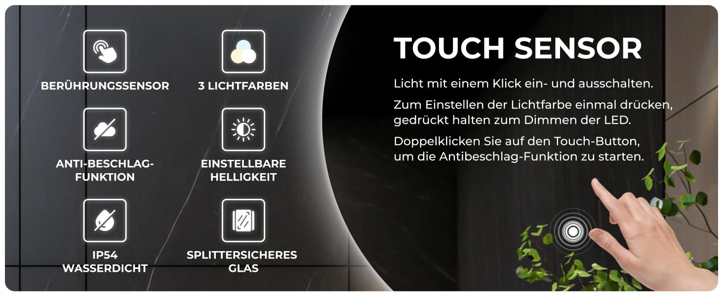 Дзеркало для ванної кімнати BR Bringer LED кругле 80см з підсвічуванням, антизапарюванням, регулюванням яскравості, 3 кольори світла, сенсорне управління та функція пам'яті (BRRS201)
