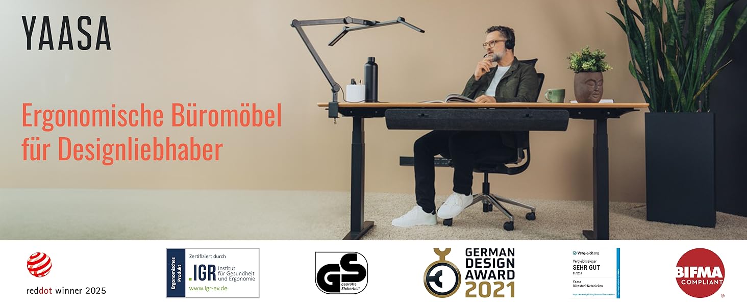 Стол Yaasa Desk Lite регульований по висоті 100x60 см, чорний – електричний офісний стіл з автопідйомом, пам'яттю та кабелепроводом