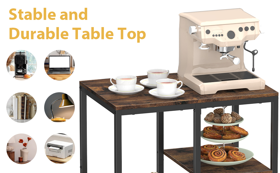 Металевий стелаж для мікрохвильовки, 4 яруси, регульований, для кухні, чорний