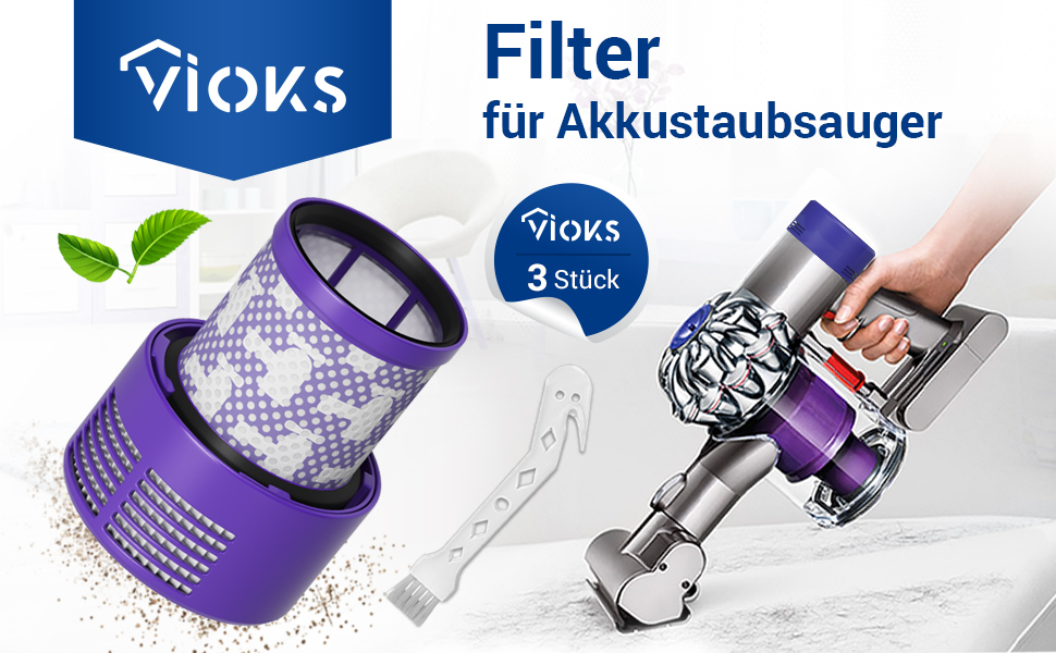 Комплект фільтрів VIOKS 3 шт. заміна для Dyson 970013-02 щітка для чищення - для V11, V15, SV14, SV17, SV22