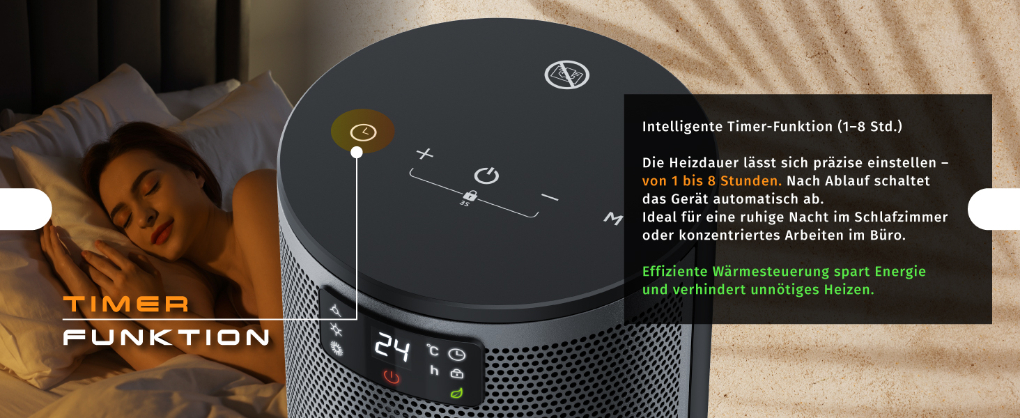 Обігрівач Brandson з дистанційним керуванням, 1500 Вт, 2 режими, ECO, захист від перекидання та перегріву