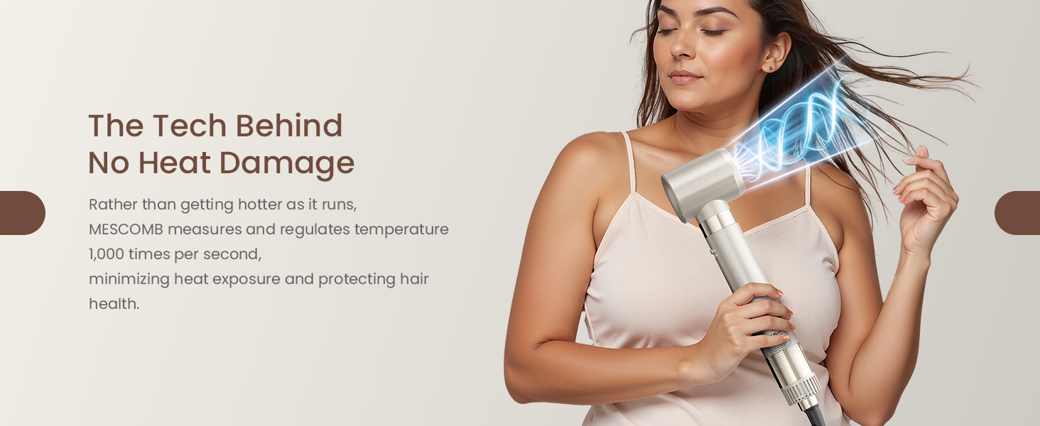 Мультистайлер для волосся 5 в 1 MESCOMB: високошвидкісний фен, круглий брашинг та автоматичний курлер для об'єму, локонів і випрямлення, колір шампань-золото