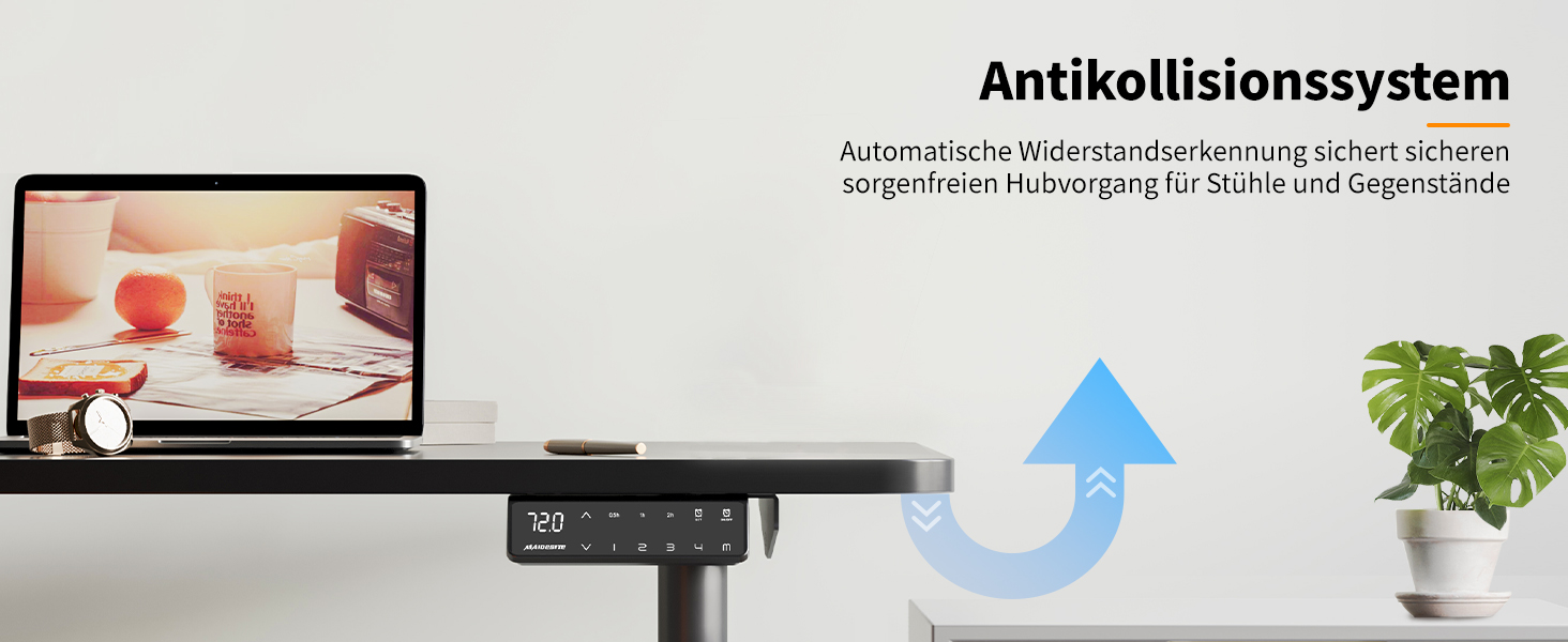 Електричний регульований стіл MAIDeSITe EL2 Pro Art з овальною основою, чорний. Підйом до 180 кг, 4 пам'яті, захист від зіткнень