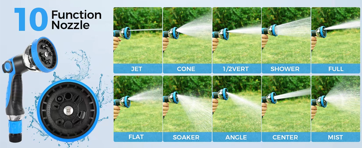 Himimi автоматичний водяний шланг 30м + 2м настінна коробка, поворот на 180°, ролики для саду, автоматичний з 10-в-1 розпилювачем, кріплення на стіну для поливу