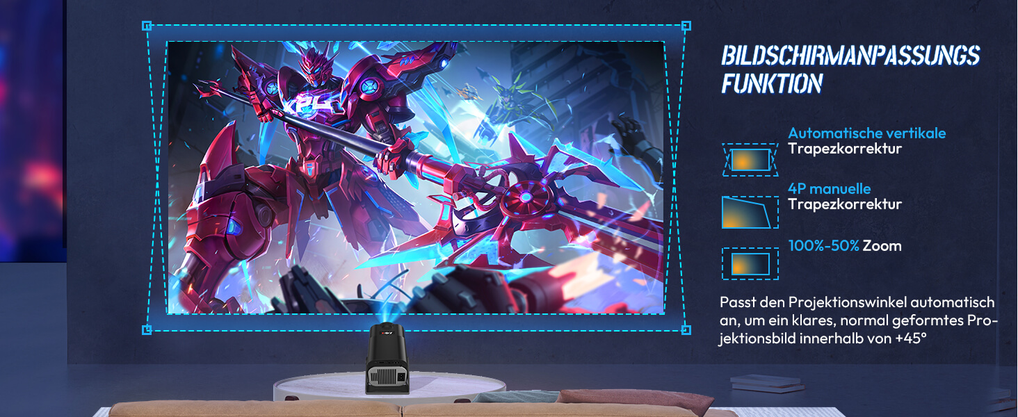 Портативний проєктор Xgody Gimbal 3: 12000 Люмен, Android 11.0, WiFi 6, Bluetooth, 720P HD (підтримка 4K), Автоматичне вирівнювання зображення, для домашнього кінотеатру (білий/чорний)