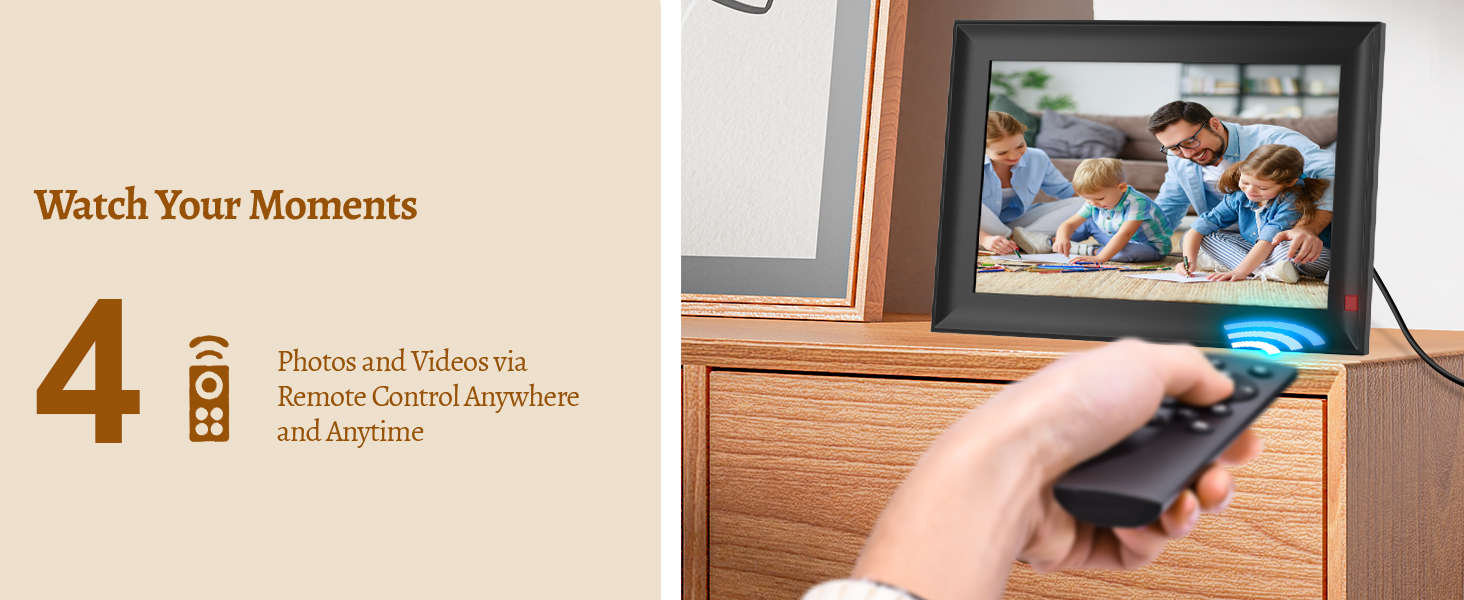 Цифровий фоторамка OBVHNUA 10.1' з 128 ГБ пам'яті, без Wi-Fi, IPS-дисплей 1280*800, відтворення фото, музики, відео, календар, USB/SD, настінний монтаж