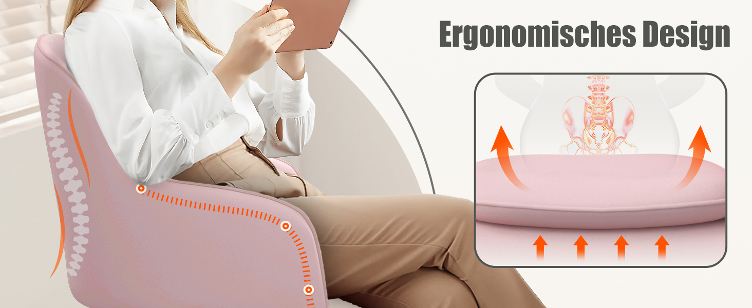 Крісло для робочого столу Daccormax, крісло для туалетного столика, обертове крісло до 150 кг, офісне крісло з регулюванням висоти, крісло для дому з м'якою оксамитовою оббивкою, комфортне для робочого кабінету, спальні, офісу, рожеве/рожеве