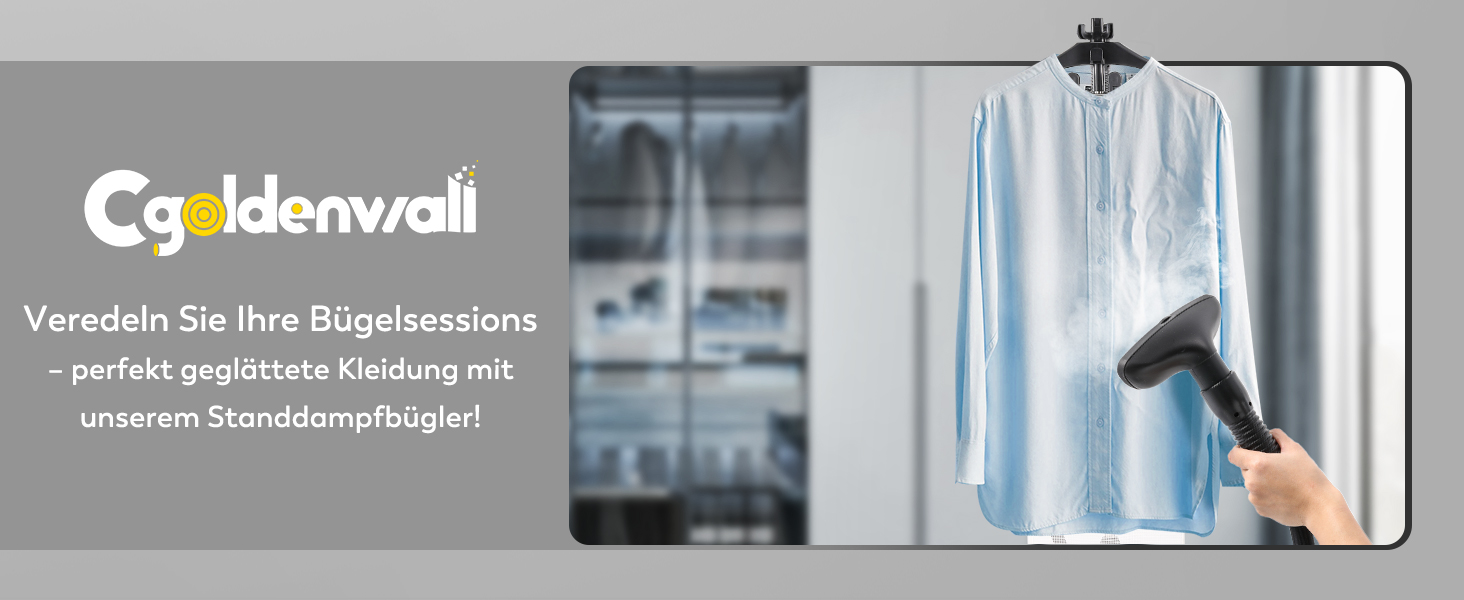 Вертикальний парогенератор CGOLDENWALL 2000W з ємністю 3.2L, швидкий нагрів за 45с, 2 режими прасування для всіх тканин, з аксесуарами та регулюванням висоти
