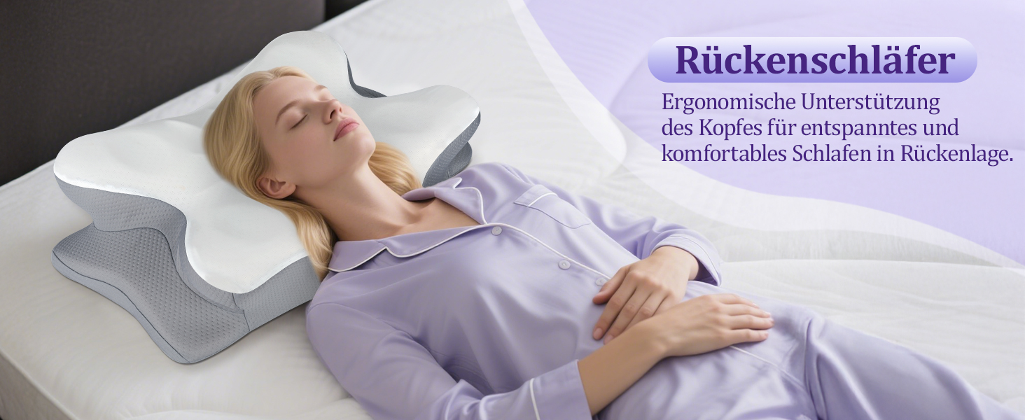 Подушка для шиї з Memory Foam - ортопедична подушка для сну, бічних, спинних та тих, хто спить на животі. Підтримка шиї, ергономічна подушка