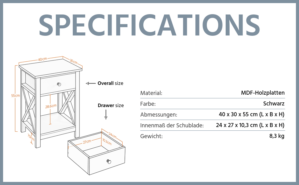 Журнальний столик Yaheetech з шухлядою та полицею, білий, для вітальні та спальні, скандинавський стиль