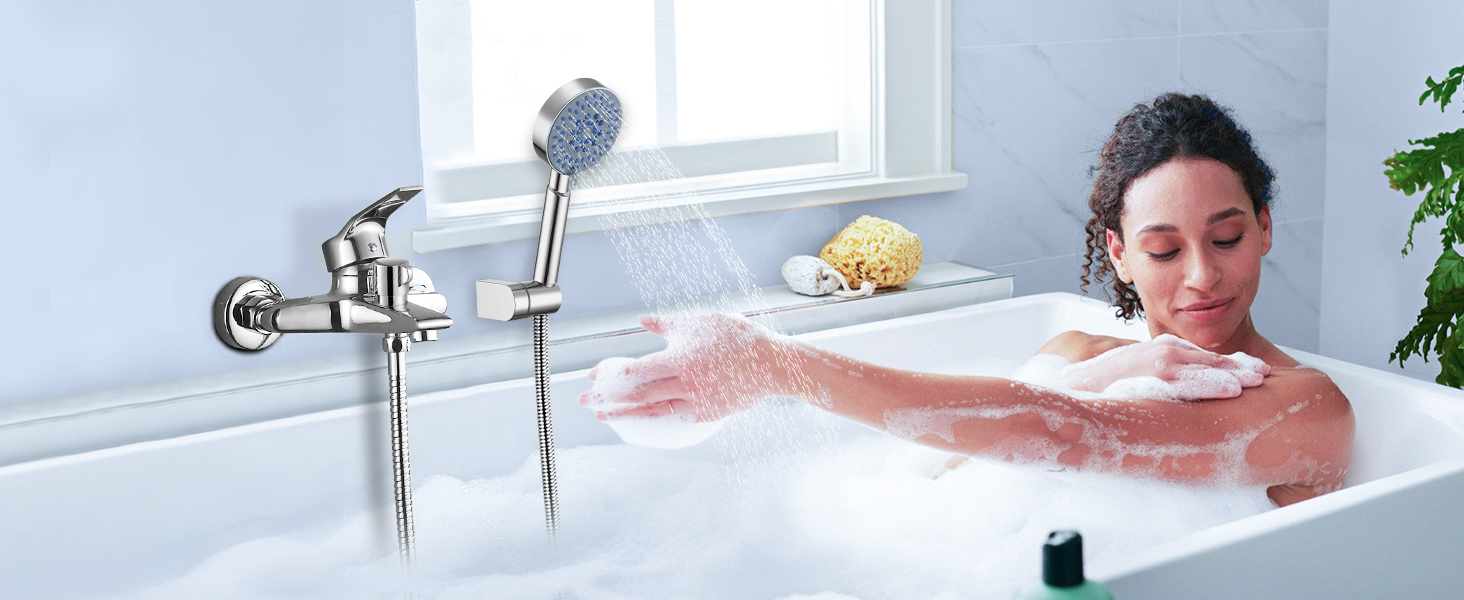 Змішувач для ванни з душем (хром) з 3 режимами, набір для ванної кімнати (Bs102)