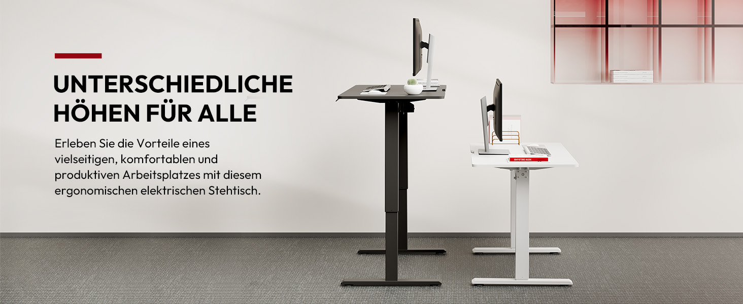 Регульований стіл Sanodesk 110x54 см – компактний стоячий стіл з аксесуарами, для маленьких приміщень, з антиколізійним захистом (білий)