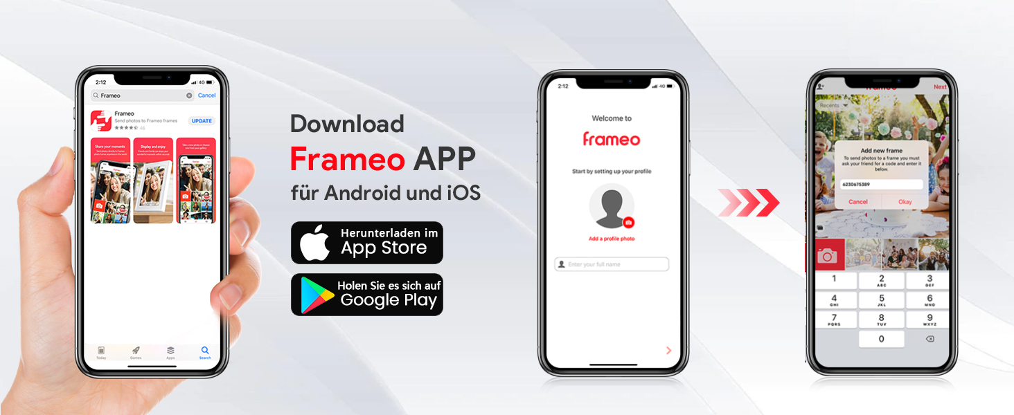 Frameo Цифровий фоторамка 10.1 дюйма, WALN, 32 ГБ, автоповорот, відправка фото/відео через додаток