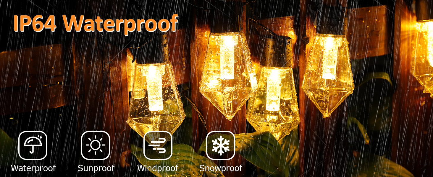 Ланцюжок прикрас для саду на батарейках G30, 9м, 20 LED, тепле світло, з пультом, таймером, димеруванням, IP64, для саду, Різдва, балкону, бістро