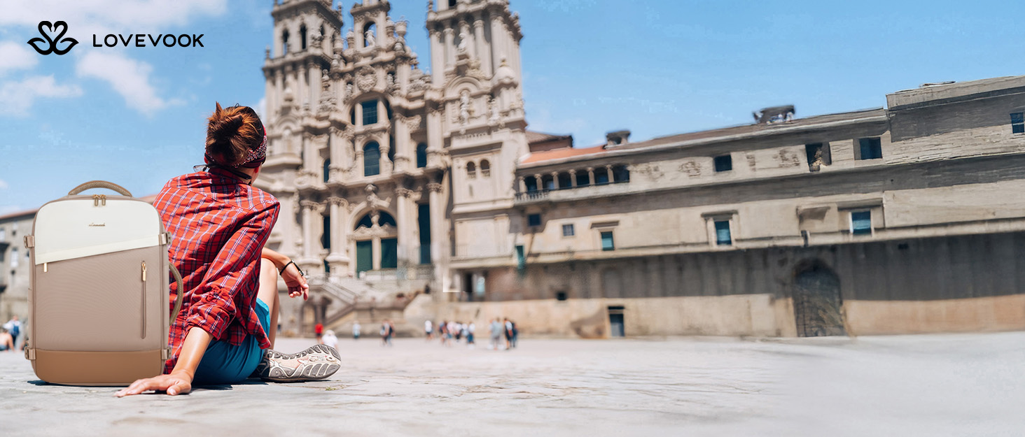 Рюкзак жіночий LOVEVOOK 40L для подорожей та авіаперельотів, Carry On, Beige Khaki, 17 дюймів