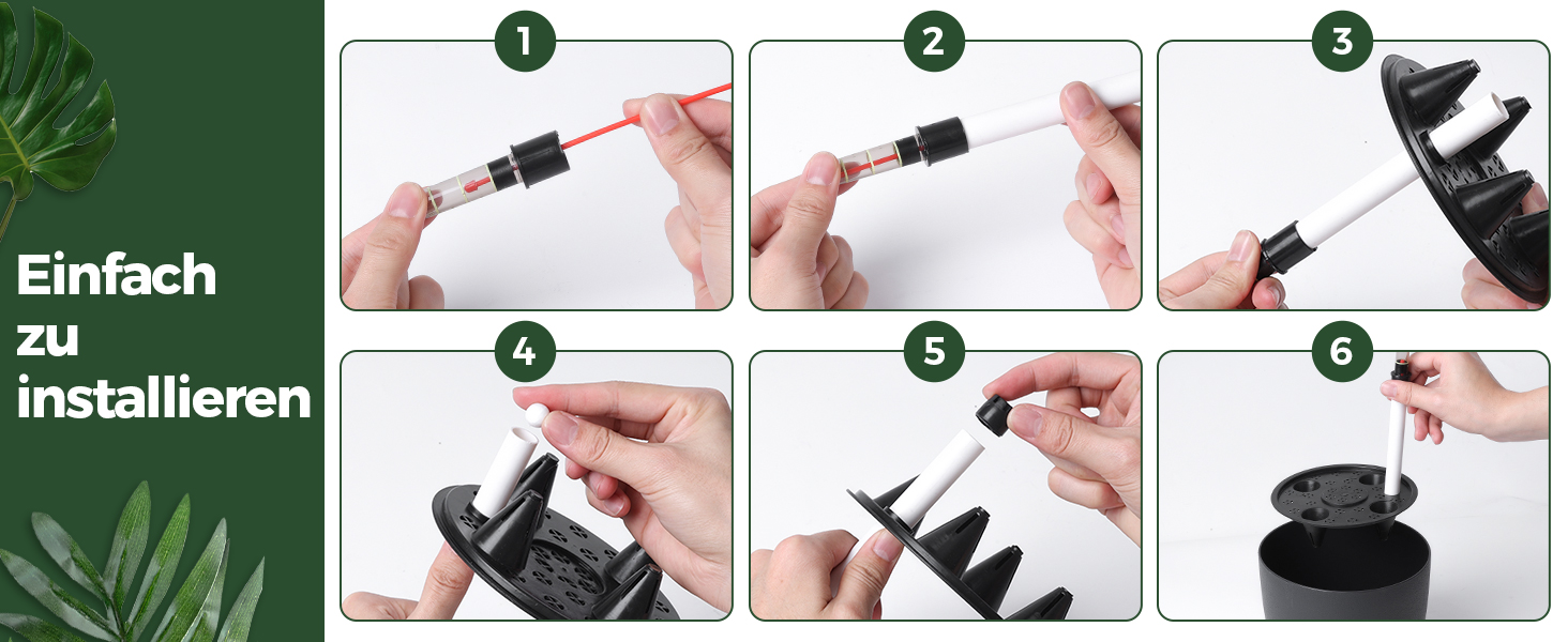 Набір горщиків для квітів T4U (4 шт.) з автополивом, індикатором води, 15 см, 22*21 см, чорний