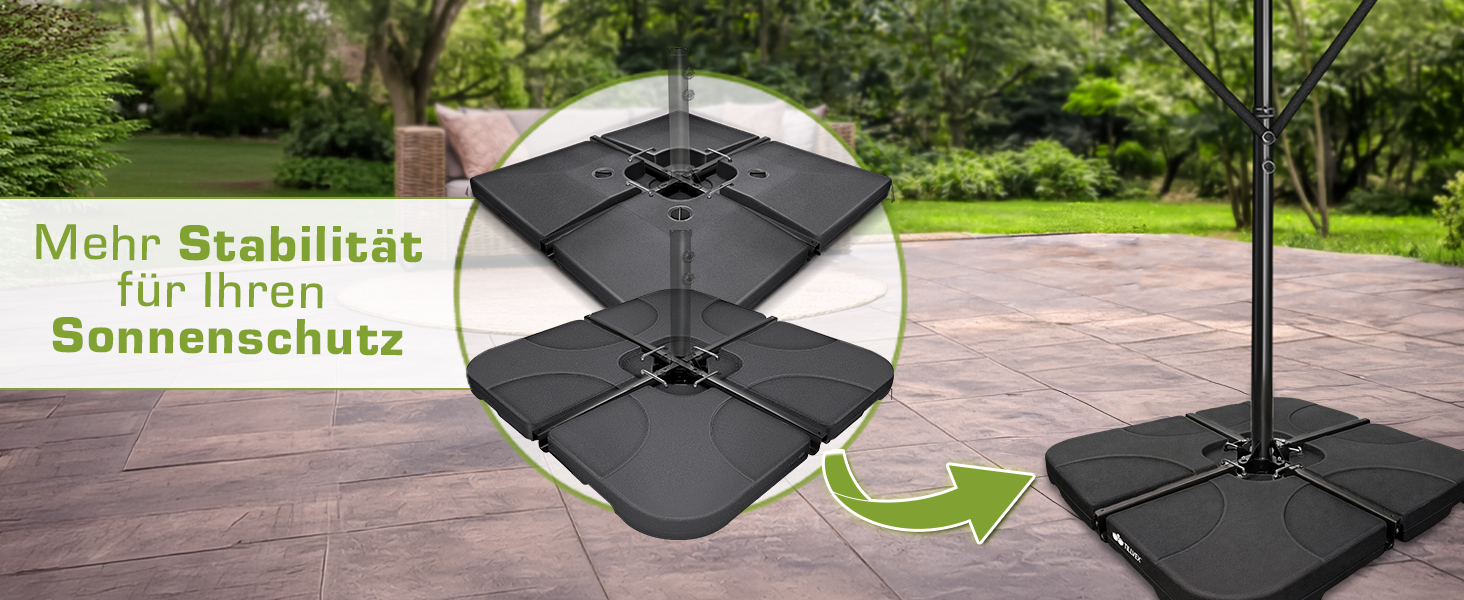 Прямокутна алюмінієва сонячна парасолька tillvex® 330 см з LED-підсвіткою, ручкою та чохлом, антрацит — підвісна садова парасолька з захистом від UV та вітру