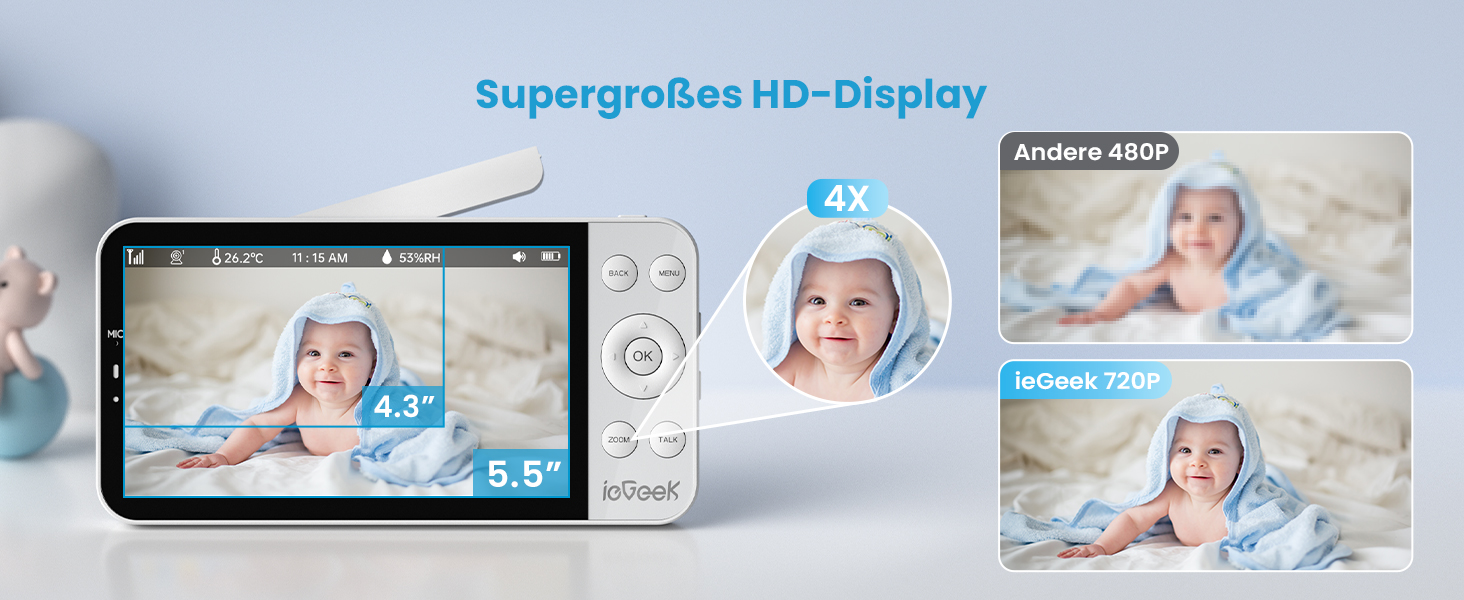 Відеоняня ieGeek з камерою 2.5K/4MP, 5.5