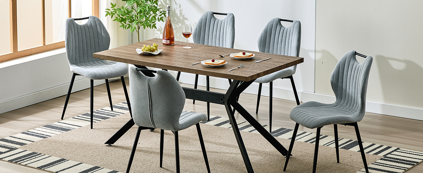 Набір обідніх стільців 4 шт., кухонні стільці, м'які стільці, стільці для вітальні з тканинною спинкою та металевими ніжками, ідеальні для обідньої, кухні, вітальні, сіро-коричневі (4 шт.)