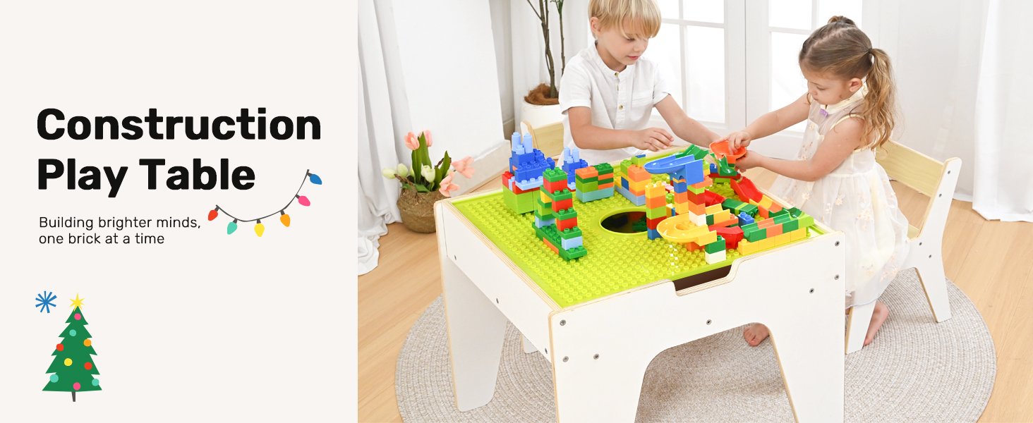 Дерев'яний дитячий набір меблів Wingyz 4-в-1: стіл, 2 стільці, стіл з місцем для зберігання. Ідеально для малювання, ігор та активностей.